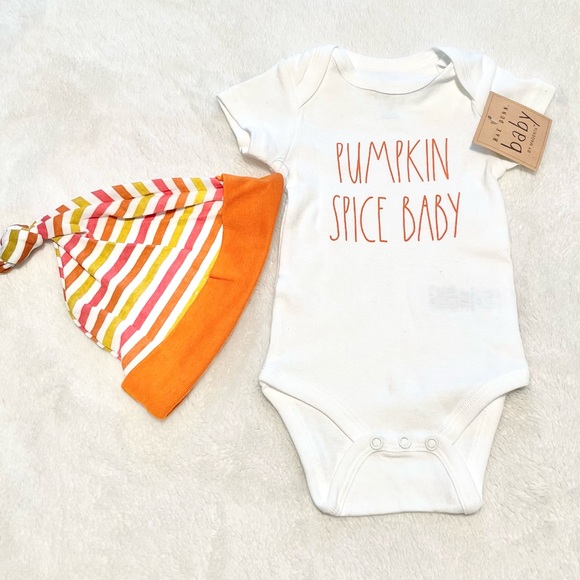 🆕Baby Rae Dunn 3pc PUMPKIN SPICE BABY Outfit - Picture 4 of 7